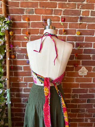 Size 14-20 In Bloom Reversible Kantha Halter Top - 100% Cotton - Fair Trade Made