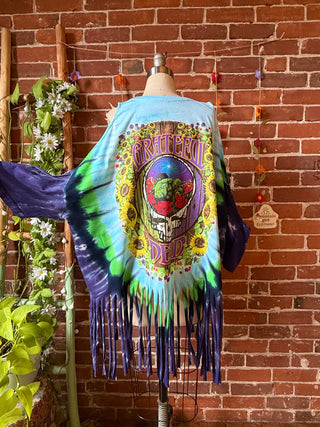Upcycled Grateful Dead Inspired Tie Dye Open Shoulder Tee