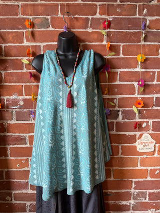 Turquoise Moon Batik Festival Tank Top - Fair Trade Made - Final Sale