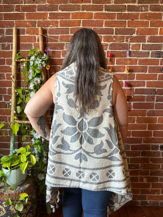 Gray Sky Fringe Duster Vest - 100% Cotton