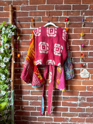 Free Size Nova Kantha Bell Sleeve Wrap Top