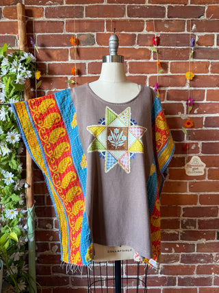 OOAK Autumn Collection- Upcycled  Poncho Tee