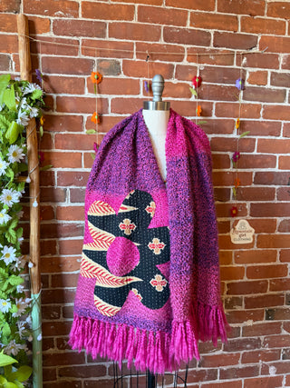 OOAK Autumn Collection- Upcycled Flower Kantha Patchwork Soft Oversized Scarf