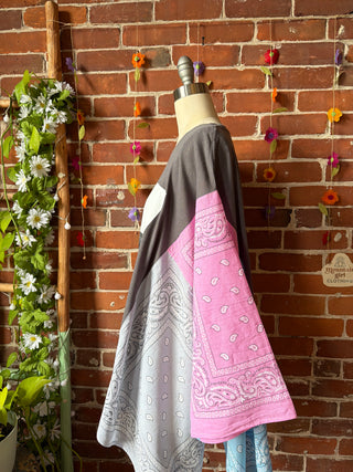 OOAK Summer Collection- Upcycled TuPac Inspired Bandana Poncho Tee