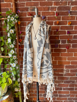 Gray Sky Fringe Duster Vest - 100% Cotton
