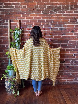 Golden Sunshine Fringe Wearable Blanket Shawl
