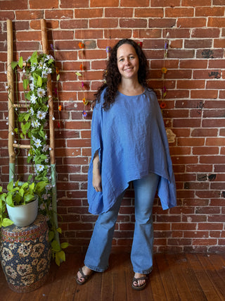 Driftwood Linen Drape Poncho Top - Made in Italy - 4 Colors Available