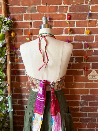 Size 14-20 In Bloom Reversible Kantha Halter Top - 100% Cotton - Fair Trade Made