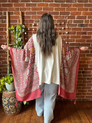 Rolling Stones Red Boho Hi Lo Poncho Top