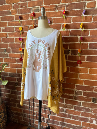 Daisy Dolly Parton Inspired Golden Yellow Embroidered Poncho