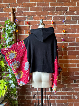 OOAK Autumn Collection- Upcycled Dire Wolf Cropped Hi Lo Hoodie Poncho