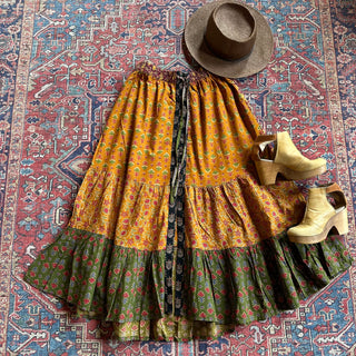 EmmyLou Earthones Patchwork Tiered Skirt