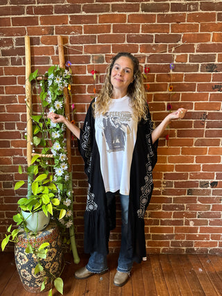 Fleetwood Mac Dreams Inspired Hybrid Black Embroidered Hi Lo Top