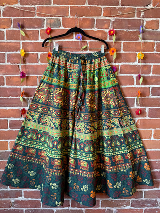 Green Elephant Festival Tapestry Super Wide Leg Palazzo Pants