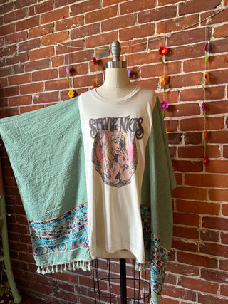 Mystical Stevie Nicks Inspired Sage Embroidered Tassel Poncho