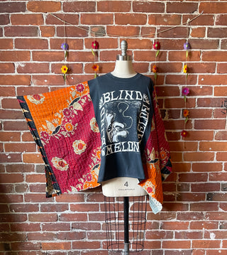 SEND IN YOUR OWN BAND TEE or Sweatshirt-Custom Kantha Poncho Style