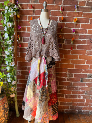 Afternoon Tea 100% Cotton Upcycled Patchwork Wrap Skirt