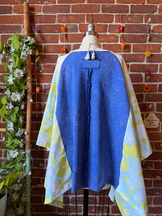 OOAK Summer Collection - Upcycled Peace Patchwork Vintage Floral Poncho Top ☮️