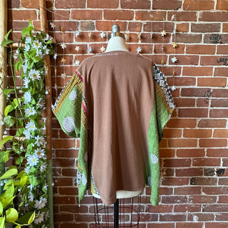OOAK Autumn Collection- Upcycled Beatles Inspired Poncho Kantha Tee