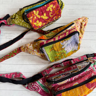Mystery Recycled Kantha Patchwork Fanny Pack / Crossbody Bag