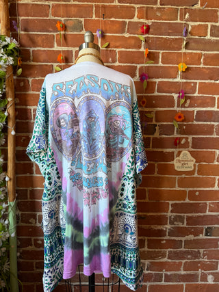 OOAK Summer Collection- Upcycled Grateful Dead Inspired Tie Dye Tapestry Poncho Tee