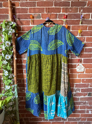 Coffee In The Morning Kantha Dress -Fits up to Size 3X - Fair Trade Made