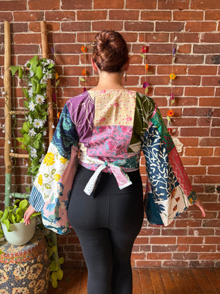 Cotton Patchwork Nova Bell Sleeve Wrap Top - Fair Trade Made