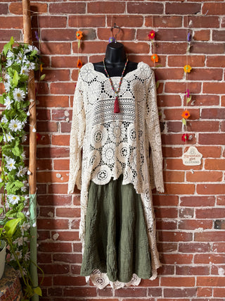 100% Cotton Bohemian Crochet Hi Lo Tunic Top Layer