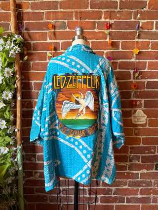 OOAK Summer Collection - Upcycled Led Zeppelin inspired Vintage Kantha Jacket
