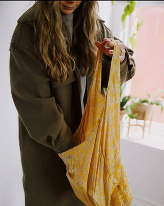 Mystery Print Recycled Sari Farmers Market Bag