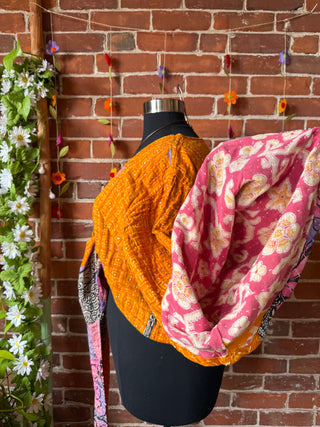 Plus Size Reversible Nova Kantha Bell Sleeve Wrap Top