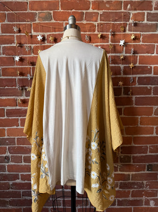 Willie Nelson Inspired Golden Yellow Daisy Embroidered Poncho