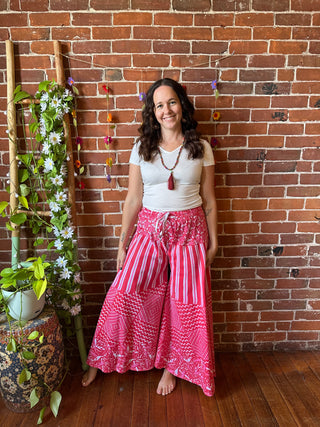 Pink Festival Tapestry Super Wide Leg Palazzo Pants