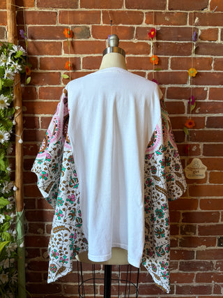 OOAK Summer Collection- Upcycled Fleetwood Mac Inspired Vintage Butterfly Patch Poncho Tee