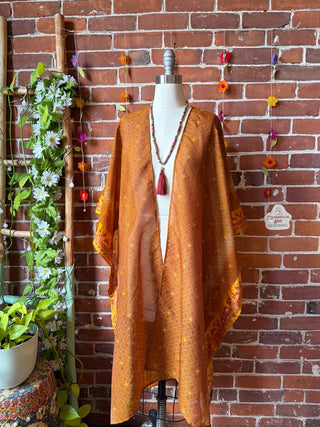 Summer Dreams 100% Silk Poncho Robe- Fair Trade Made