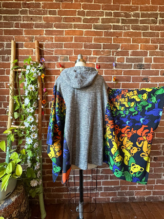 OOAK Autumn Collection- Upcycled Grateful Dead Inspired Hoodie Sweatshirt Poncho