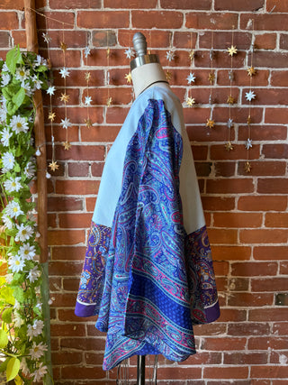 OOAK Autumn Collection - Upcycled Crane Paisley Angel Wing Poncho Top