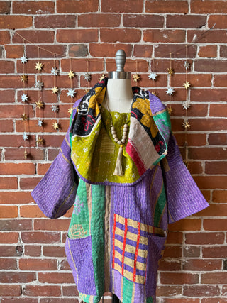 Twilight Reversible Kantha Cowl Pullover