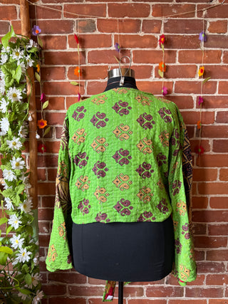 Plus Size Reversible Nova Kantha Bell Sleeve Wrap Top