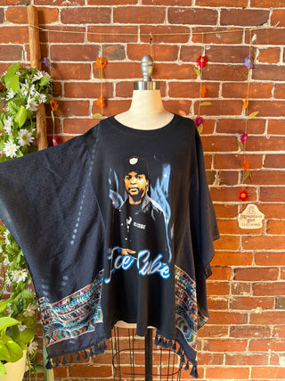 OOAK Autumn Collection- Upcycled Ice Cube Inspired Embroidered Poncho Tee