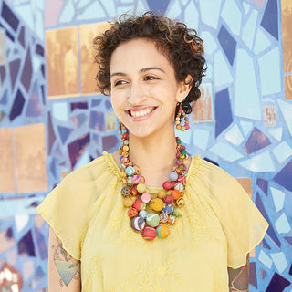 Kantha Graduated Tear Drop Earrings -Fair Trade Made