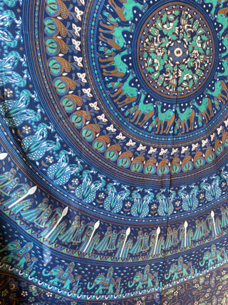 XL 100% Cotton Blue Mandala Tapestry / Wall Hanging / Bedspread -Fair Trade Made