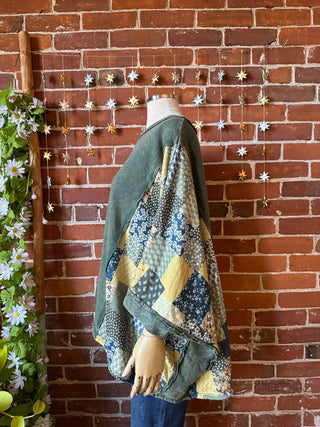 OOAK Autumn Collection - Upcycled Flower Patchwork Poncho Style Top 🌼