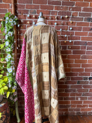 OOAK Autumn Collection-Reversible Stardust Kantha Ruana Jacket With Pockets