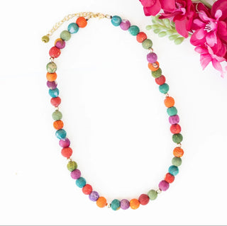 Kantha Harvest Colors Necklace -Fair Trade Made- Final Sale
