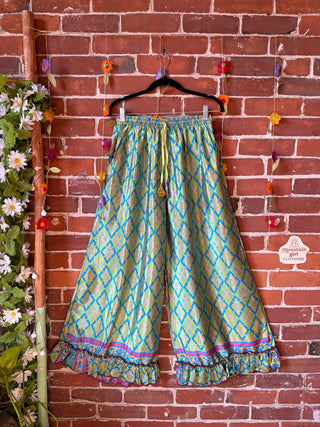 Festival Drift Wide Leg Recycled Sari Lounge Pants - Fair Trade Made
