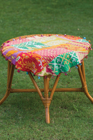 Mystery Recycled Kantha Round Table Cover 25"