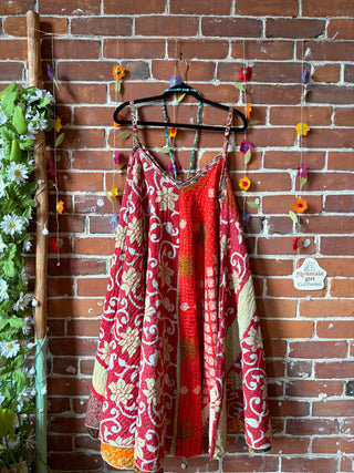Coffee In The Morning Midi Kantha Summer Dress With Pockets - Fits up to 2X