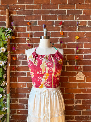 Size 14-20 In Bloom Reversible Kantha Halter Top - 100% Cotton - Fair Trade Made