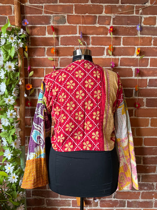 Plus Size Reversible Nova Kantha Bell Sleeve Wrap Top